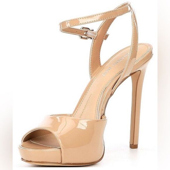 Gianni Bini Patton Black Ankle Strap Women Size 10M 5” Stilletos - Picture 1 of 5